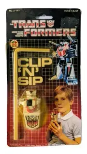 Vintage Transformers G1 Wheeljack Clip ’N’ Sip Drinking Straw Holder 1984 NOS