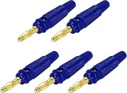 uxcell 5 Pcs 4mm Banana Plugs, 20A 9.5mm OD 53.8mm Length Speaker Wire Cable Plug Connectors, Banana Jack Connector for Speaker Wire Audio Cable, Blue