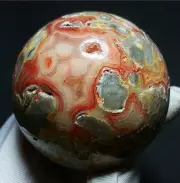 TOP 338.5G 62MM Natural Polished Crazy Agate Crystal Sphere Ball Healing WB103