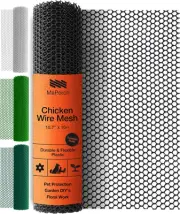 Plastic Wire Mesh Fence - Black, 15.71" X 10 Ft - Plastic Chicken Wire Fencing f