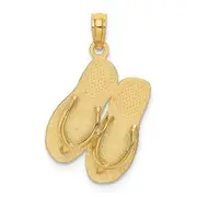14k Yellow Gold 3D Large SEA ISLE Double Flip-flop Charm