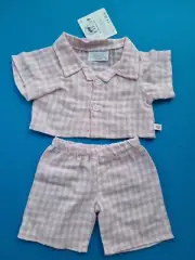 BUILD A BEAR Pink Check Christmas Sleeper Girls Boys Xmas Holliday Pj's BNWT