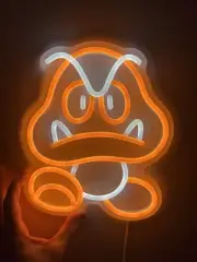 GOOMBA LED Neon Sign USB Powered – Super Mario Wall Light Gamer Room Decor Gift