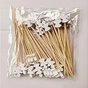 50pcs Christmas Bamboo Skewers Disposable Fruit Salad Food Dessert Toothpicks Year Fork Decoration Supplies Party New