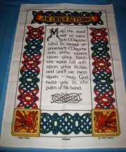 VTG/NOS Linen Souvenir TEA TOWEL An Irish Blessing Irish gold/Irish Looms!