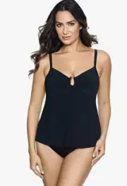 *Miraclesuit Razzle Dazzle Zing Soft Cup Adjustable Tankini Top Black 8 NWT