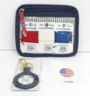 Planet Earth Blue Key fob Needlepoint Kit with USA Flag Insert, threads, bag