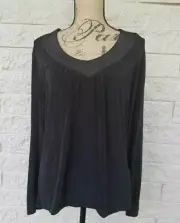 NWT Chico's Travelers Womens Top Longsleeve Acetate Stretchy Brown Blouse Sz 2