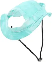 Abaodam Pet Bucket Hat with Ear Holes Adjustable Sun Protection Cap for Small Medium Cats and Dogs Cute Fisherman Style Fit for Outdoor Activities