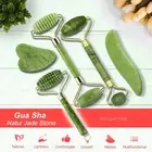 Natural Jade Face Massage Roller Gua Sha Facial Eye Neck Body Anti Ageing