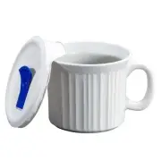 CorningWare 20 oz French White Meal Mug with Plastic Vented Lid