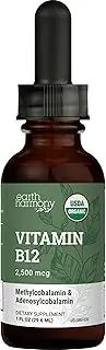 USDA Organic Vitamin B12 Sublingual Liquid Drops, 2000 mcg Methylcobalamin Supplement for Energy & Metabolism Support, Vegan-Friendly, 30-Day Supply (1 Fl Oz)