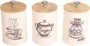 Kitchen Containers Set of 3 the Coffee Bar -Metal Containers Coffee, Tea, Sugar,