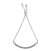 Sterling Silver Diamond Cut Beaded Bar Adjustable Bolo Friendship Bracelet , 9.25"