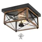 Motion Sensor Outdoor Ceiling Light, 2-Light Flush Mount Sensor Ceiling Light...