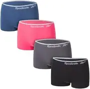 [Reebok] Women's Boy Shorts Underwear - 4 Pack Stretch Performance Boyshort Panties - Seamless Underwear for Women (S-XL)