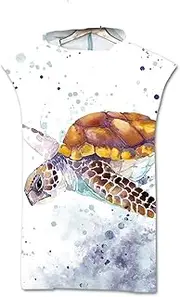 Compact and Lightweight, Surfing Poncho, Dry Robe, Microfiber Towel Poncho, Suitable for Beach Surfing, Swimming, Camping,E,One Size