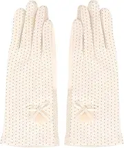 [Outanaya] Women's Summer Sunscreen Gloves Touch Screen Fashionable Breathable Outdoor White A-16 Cotton