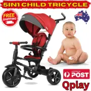 Qplay 5In1 Tricycle Bike Trike Baby Prams Kids Stroller Toddler Ride-On Toys Red