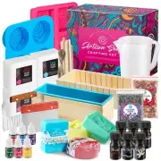 Soap Making Kit with Melt & Pour Base, Cutting Box, Molds, Fragrances - for A...