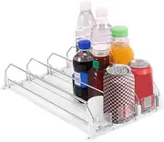 [Poemtian] Drink Organizer for Fridge,3 Rows Fridge Drink Dispenser Adjustable Width,Self-Sliding Soda Can Dispenser for Refrigerator