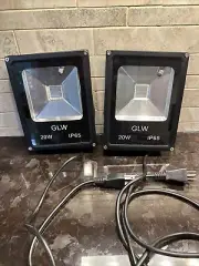 Pair Of GLW 20W LED RGB Flood Light Waterproof IP65 Dimmable Color Changing