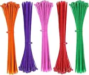 BOROLA Colorful Cable Zip Ties, 100 Packs Self Locking Wire Ties, Perfect for Home, Office, Garage and Workshop (5Color, 8 Inch)