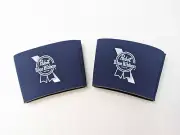 Set Of 2 Pabst Blue Ribbon PBR Beer 16oz Pint Glass Koozie Cooler Sleeves NEW!