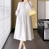 在飛比找蝦皮商城優惠-ANNE｜孕婦開襟洋裝 V領洋裝 L-2XL【AD10148