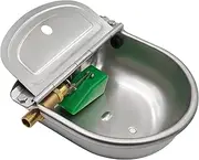 Stainless Steel Water Bowl with 1/2 Inch Brass Float Valve Dog Automatic Drinking Bowl with Drain Plug for Horse Dog Cattle Goat Sheep Pig