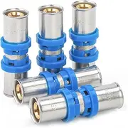 LTWFITTING Press Fitting Coupling PEX 16 x 16 mm Sleeve Transition for Aluminium Composite Pipe Multilayer Composite Pipe with Sealing Rings Oring Heating Installation (Pack of 5)