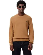 [Lacoste] Carded Wool Crew Neck Knit Sweater in Cookie
