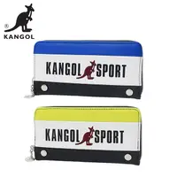 在飛比找松果購物優惠-KANGOL SPORT 藍色款 皮革 長夾 皮夾 錢包 K