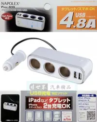 在飛比找樂天市場購物網優惠-權世界@汽車用品 日本NAPOLEX 4.8A雙USB+3孔