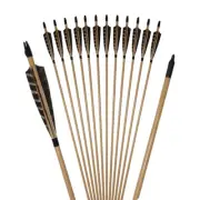 32" Wooden Arrows with Turkey Feather Archery Hunting for Traditional Longbow