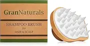 GranNaturals Wooden Shampoo Scrubber Brush - Shower Scalp Massager for Men & Women - Head Exfoliator with Silicone Bristles - Helps Promote Healthy Blood Flow, Dandruff Removal