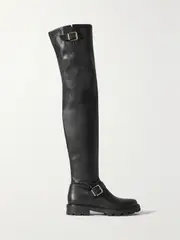 [Jimmy Choo] Jimmy Choo - Biker Ii Buckled Leather Over-the-knee Boots - Black - IT42 IT 42 Black
