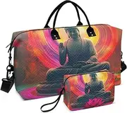 [ZRYSMY] Peace Florals Colorful Duffel Bag for Traveling, Travel Bag Gym Bag, with Multiple Interior Pockets Shoulder Weekender Bag for Women Men with Toiletry Bag 20.5L x 1.9W x 13.8H, Multi-Colored