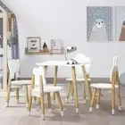 Kids Table and Chairs Set 5PCS Children Activity Study Play Desk White -WHWD
