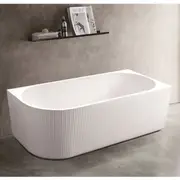 1500-1700*750*580mm Sunny 4239 Gloss White Oval Acrylic Fluted Corner Back Bathtub