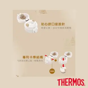 【THERMOS膳魔師】不鏽鋼彈蓋真空保溫杯400ml(JNI-401CM-TRWH 聖誕禮物)