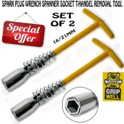 NEW SPARK PLUG WRENCH Spanner Socket T-Handle Removal Tool GripWell 16/21mm (X2)