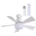 Modern Ceiling Fan with LED Light Remote Control (White with Remote B Extender)