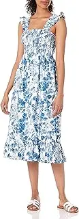 [The Drop] Women's Kimi Ruffled Shoulder Smocked Midi Dress