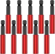 Extension Bit Holder, Magnetic Screwdriver Extension 1/4inch Hex Shank Drill Bit Extension Drill Bit Tip Holder Quick Change Aluminum Alloy Drill Bit Extension Bar for Nuts (10)
