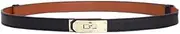 [IEMIEBOAMGNOY] Adjustable Thin Belts for Women Leather Skinny Belt for Women Dresses Solid Color Alloy Turn Lock Belts, Black, Medium