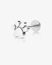 Fashtour G23 Pure Titanium Flat Back Earring, F136 Implant Grade Titanium Jewelry for Sensitive Ear, Cubic Zirconia Titanium Screw Back Piercing for Cartilage, Small Stud(1pcs) Earrings(Silver-Flower)