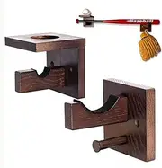 Opaeroo Handmade Baseball Bat Display Shelf, Wall Mount Bat Holder Hanger, Solid Horizontal Bat Rack Protective Soft Liner for Baseball Bat Wall Display Brown