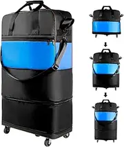 [UEIPA] Expandable Foldable Suitcase with Bottom Handle Collapsible Luggage Bag with Wheels Large Capacity Lightweight Carry-on Suitcases Rolling Travel Duffel Bag for Women and Men,BLACK, BLACK, MEDIUM
