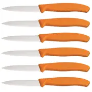 6x Victorinox 8cm Wavy Edge Pointed Tip Paring Knife Serrated Cheese/Bread ORNG